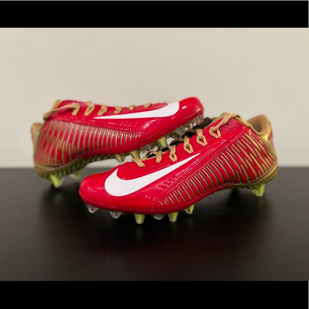Size 9.5 Nike Vapor Carbon Elite 2 TD Football Cleats Red Gold 49ers 657441-628 - Picture 1 of 6
